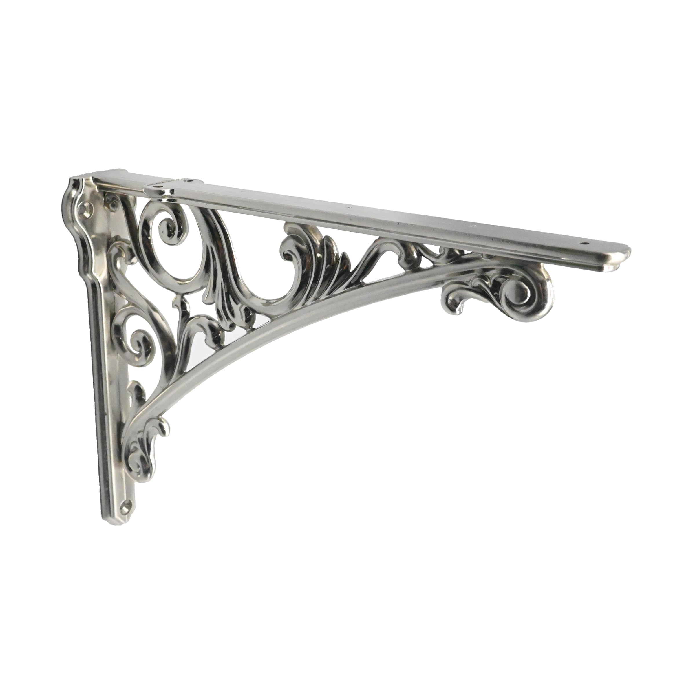 Decorative Shelf Bracket 12 inch Brushed Satin Nickel Brackets for Shelving Solid Heavy Duty Vintage DIY Projects Hardware Included 2 Pack