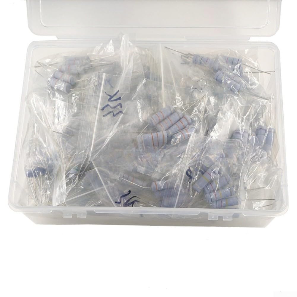 Juego de resistencias de 5 W (300 unidades, 0,1R-820 K) | 300 piezas, 60 valores de 0. para 1r a 820 K, ideal para varios circuitos, alta capacidad de carga