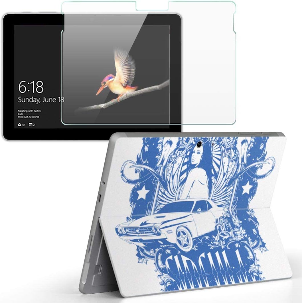 Igsticker Surface Go 2 専用スキンシール ガラスフィルム セット 液晶保護 フィルム ステッカー アクセサリー 保護 ユニーク 人物 車 イラスト