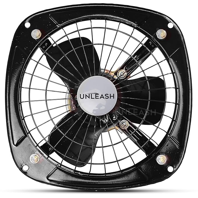 Image of Unleash Metal High Speed Exhaust Fan, 9 Inches (230mm), 55W, 3000RPM, Copper Winding Motor, Low Noise, for Bathroom and Kitchen | Warranty: 2 Years (Black)