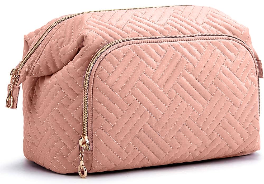 INOVERA (LABEL) Makeup Pouch for Women, Girls - Cosmetic Organizer Kit - Toiletry Bags (Rose Gold)