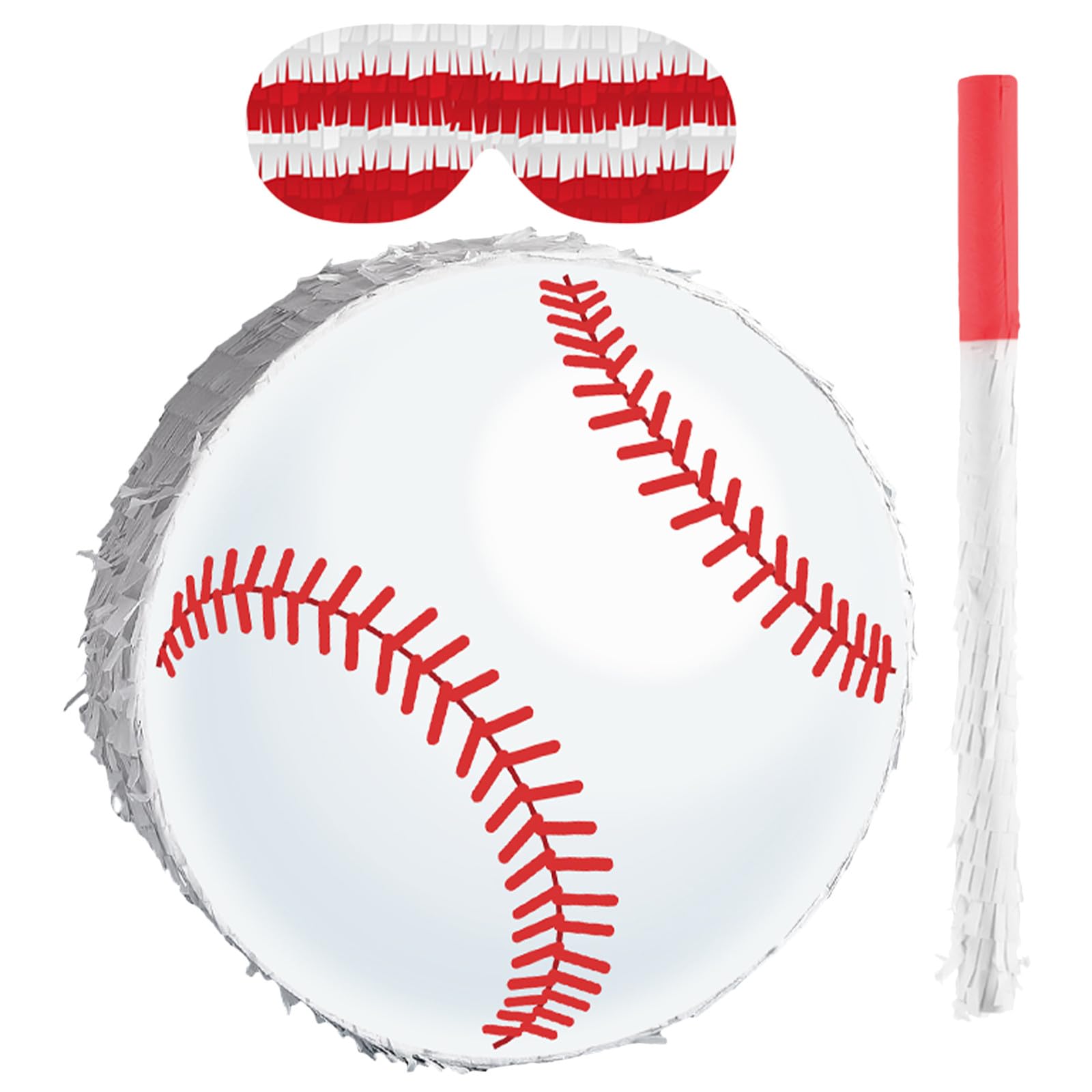 UPKOCH Zestaw Pinata Baseball z Opaską na Oczy, Kijem i Konfetti – Dekoracja na Urodziny Chłopca, Sportowa Tematyka