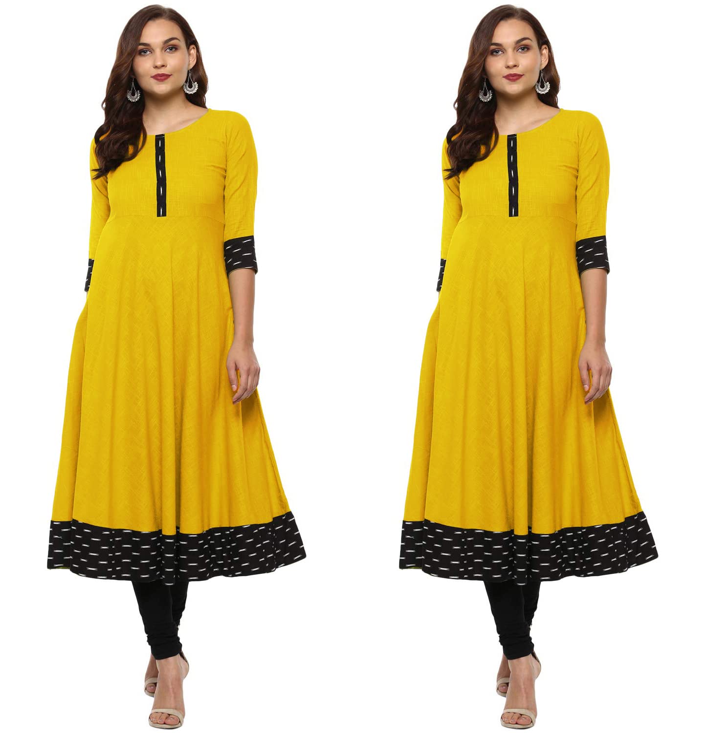 VISVA DESIGNER Plain Cotton Anarkali Kurtis Dresses for Ladies Women - Combo Sets of 2