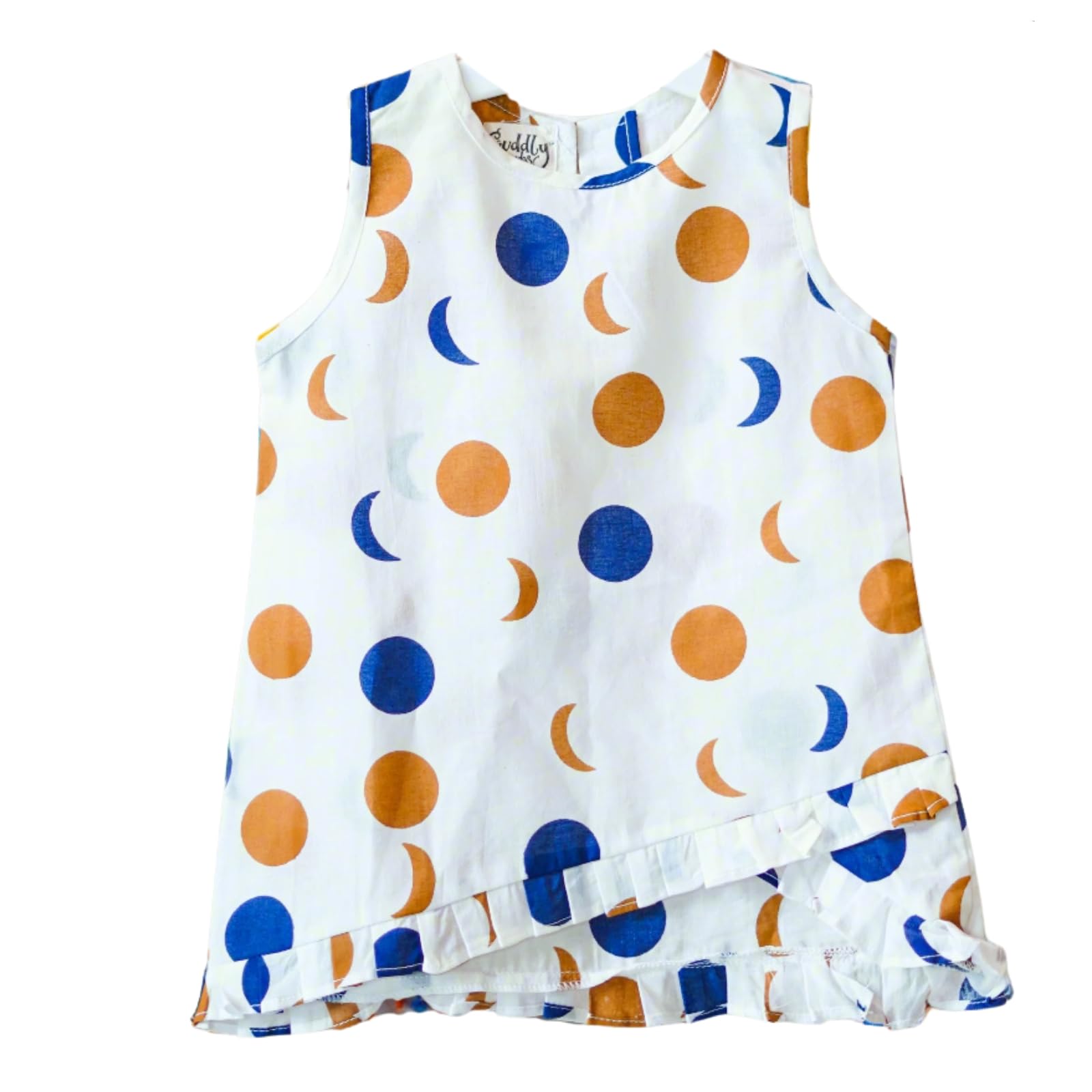 Cuddly Cubs Moonlit Dots Cotton Night Dress for Kids| Casual Nightwear| Midie for Girls|Size:4-5 Years Multicolour 2