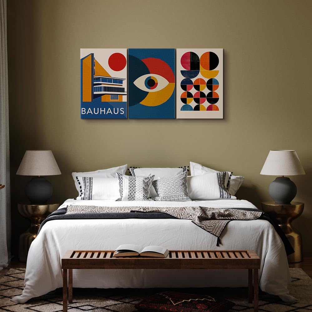 murando - Set di 3 Quadri Componibili Forme Astratte 180x90 cm (3 pz. 60x90 cm ognuno) - Collage 3 Pezzi - Quadro Stampa su Tela - XXL Grande Camera da Letto Matrimoniale - Uniwersalne a-H-10124-b-a