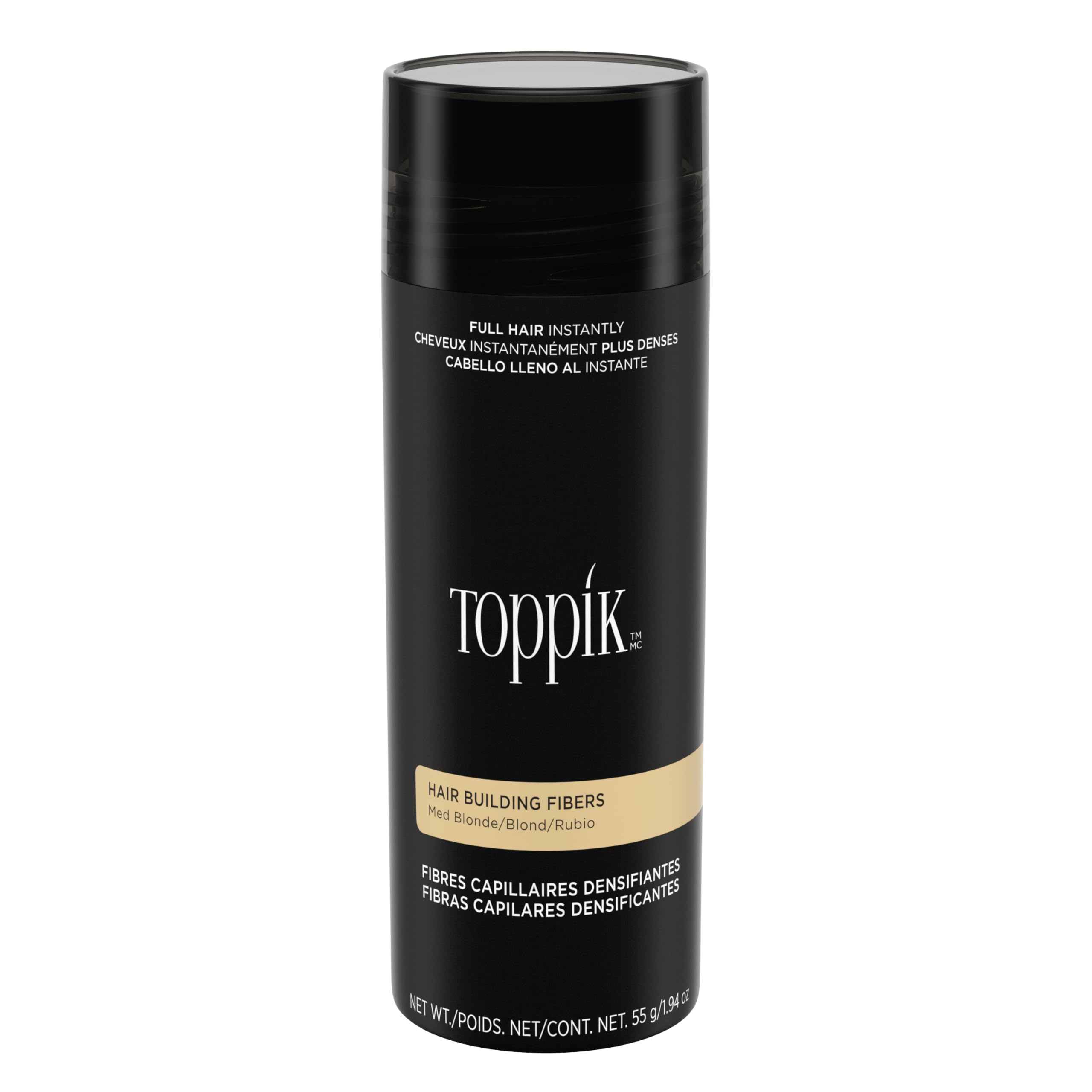 TOPPIK Fibres Capillaires Densifiantes à base de Kératine, Blond - 55g - Cheveux à l'Aspect Naturellement plus Epais – Pour densifier Racines, Ligne Frontale, Barbe, Calvitie