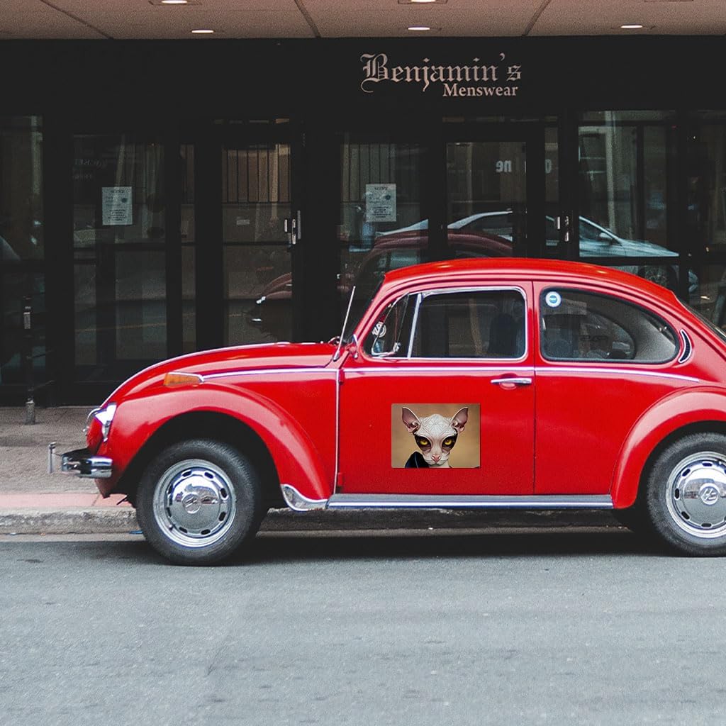 Sphynx Graphic Car Magnet 2 PCS - Print Car Magnet - Cat Art Sticker