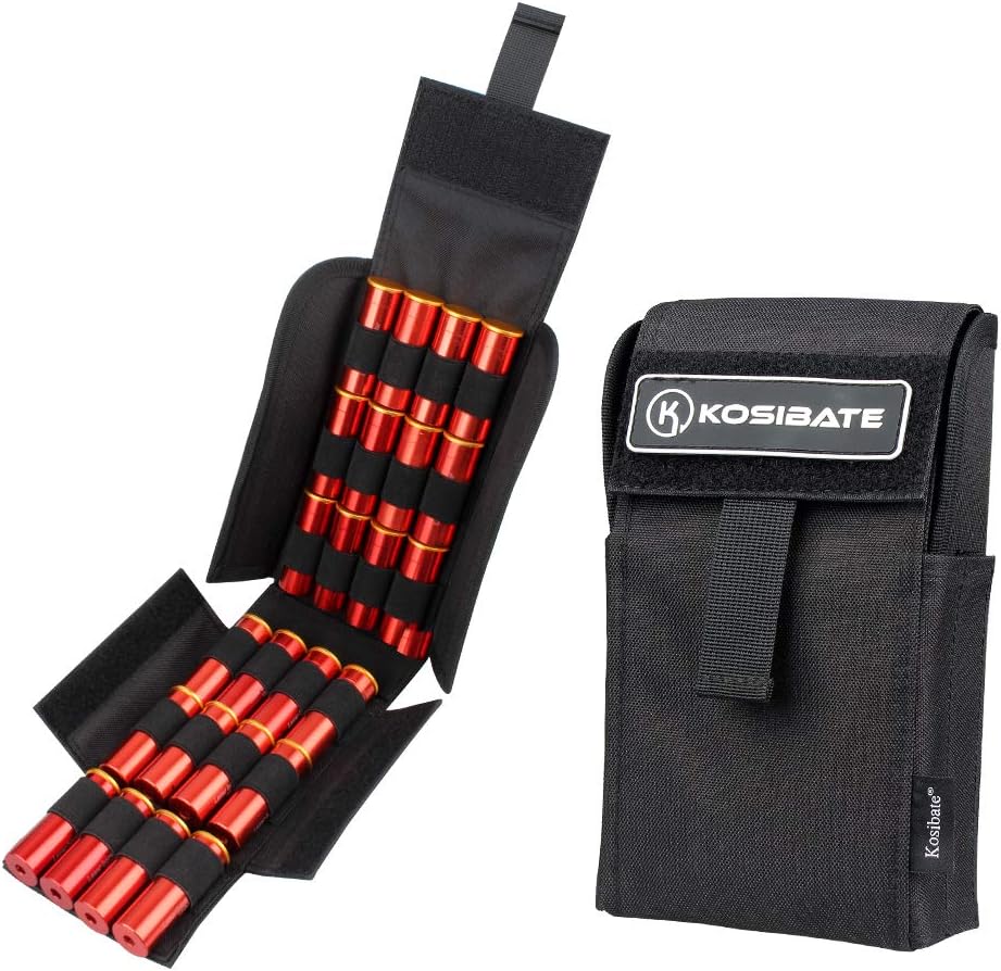 KOSIBATE HOT 25 Round Shotgun Shotshell Reload Holder Molle Pouch for 12 Gauge/20G (Black)