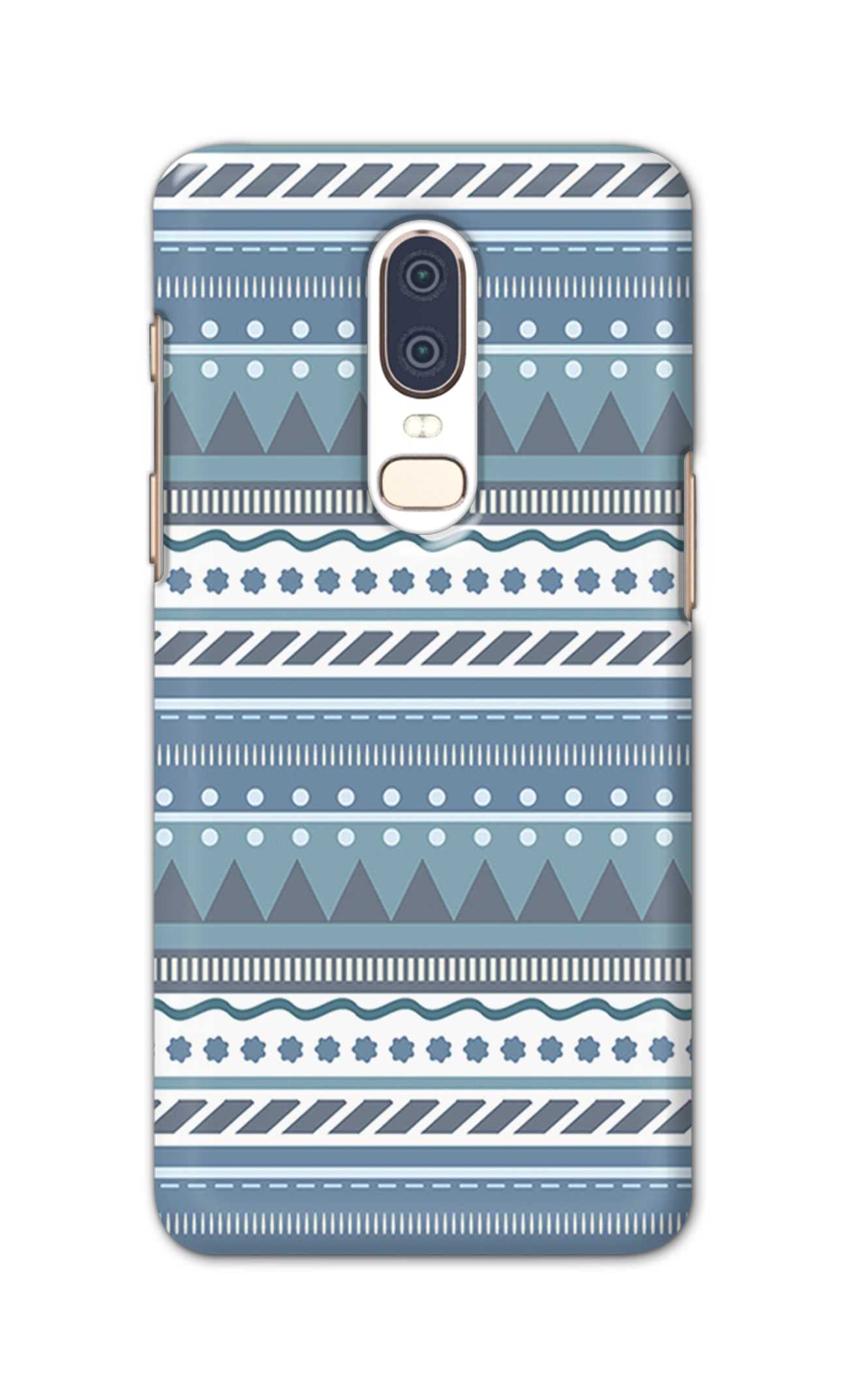 PRINTFIDAA Seamless Geometric Blue Tribal Striped Pattern Printed Designer Hard Back Case Cover for OnePlus 6 -(WK) RSM1002