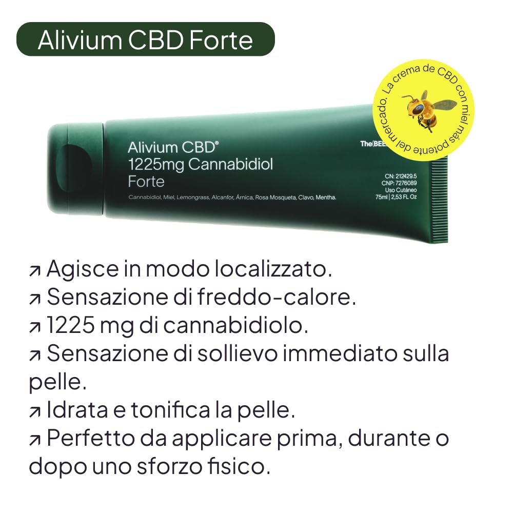 The Beemine Lab - ALIVIUM CBD Forte 250 ml - Crema per massaggi caldi e freddi - Muscoli e articolazioni - Schiena, regione lombare, muscoli, ginocchia, collo, spalle