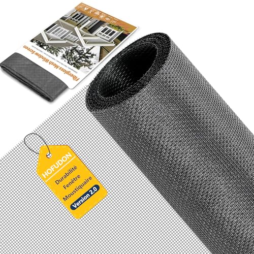 HOFUDON 250x120cm Moustiquaire Fenêtre, moustiquaire fenetre ajustable, Filet Moustiquaire en Fibre De Verre Durable,Moustiquaire Anti-Insectes Pour Porte Fenêtre,Jardin-Gris