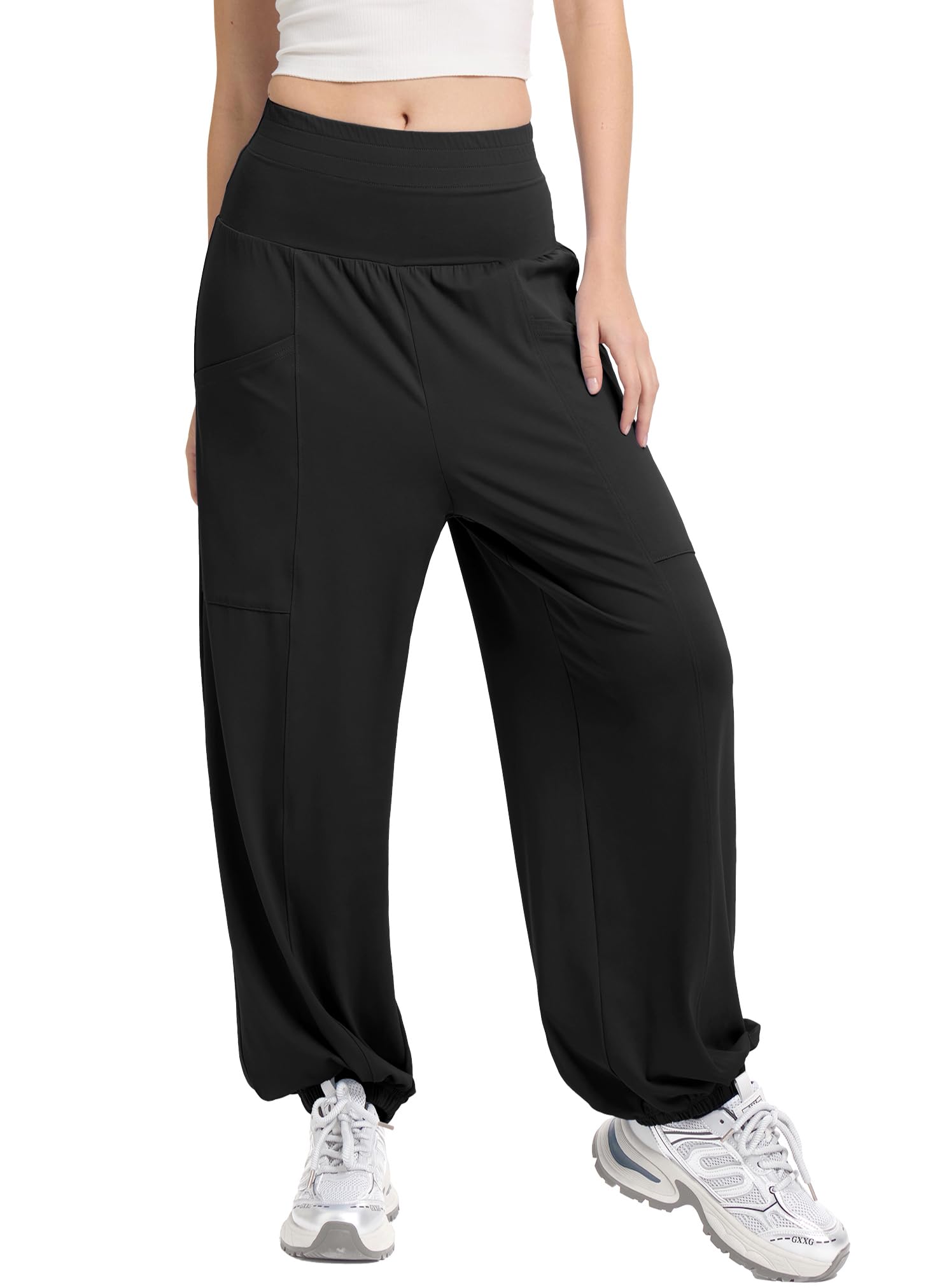 Womens Harem Pants High Waist Boho Palazzo Trousers with Front Pockets Summer Hippie Pants 2025