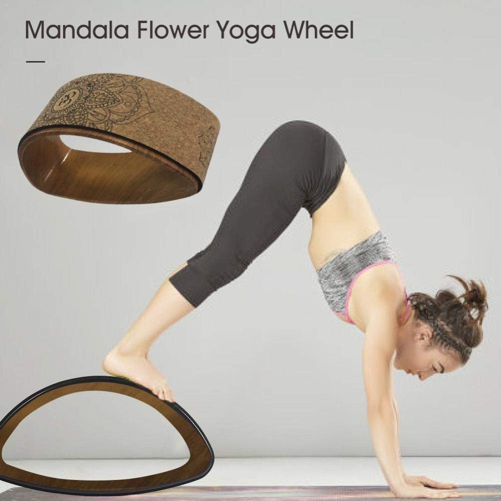 Naturkork-Kreis, Fitness-Pilates-Räder, gebogener Rücken, Stretch-Kork, solides Yoga-Trainingsgerät, Beige,Yoga-Rad
