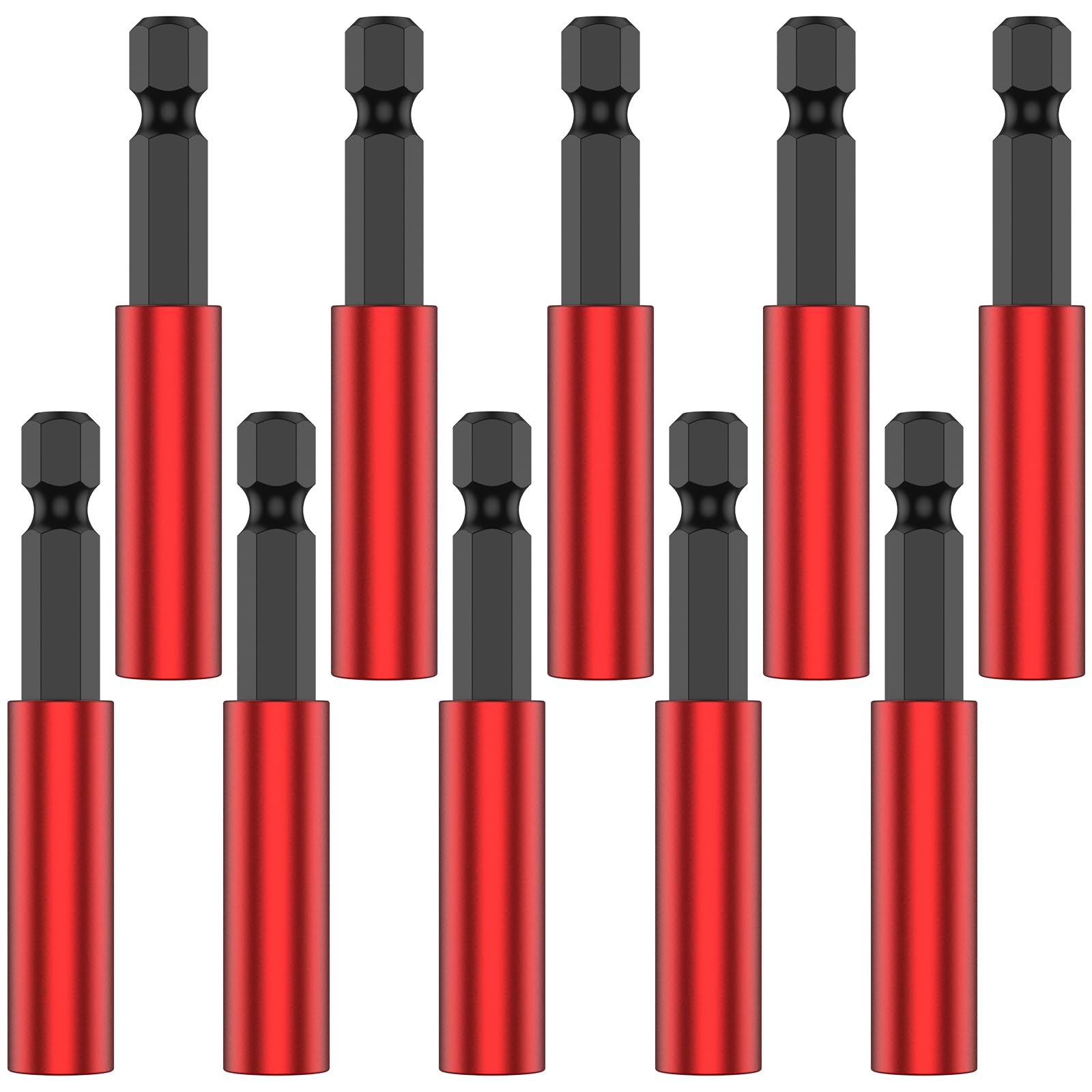 LZVXTYM 10Pcs Magnetic Extension Socket Drill Bit Holder, 1/4inch Hex Shank Drill Bit Extension Set, Aluminum Alloy Screwdriver Bit Holder Bar Chuck