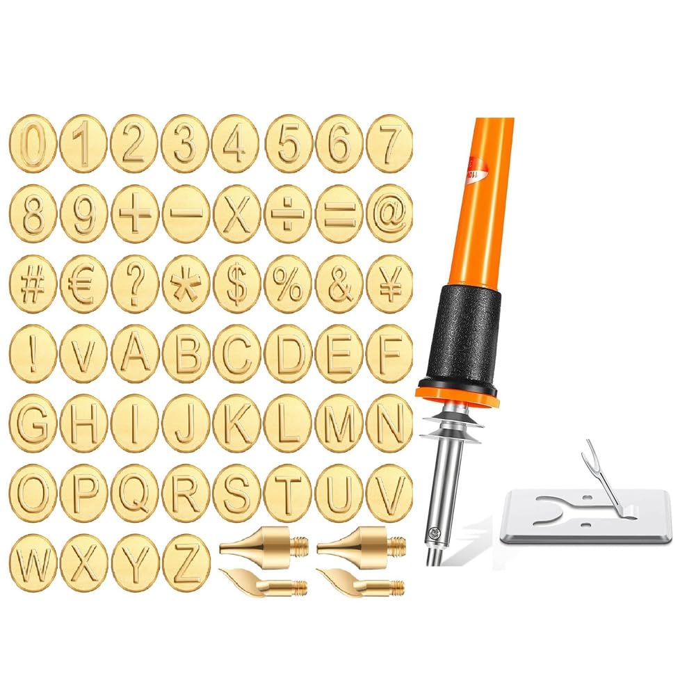 Littimoon 56 Pieces Wood Burning Tip Letter Wood Burning Tip Set Including Alphabet Number Symbol