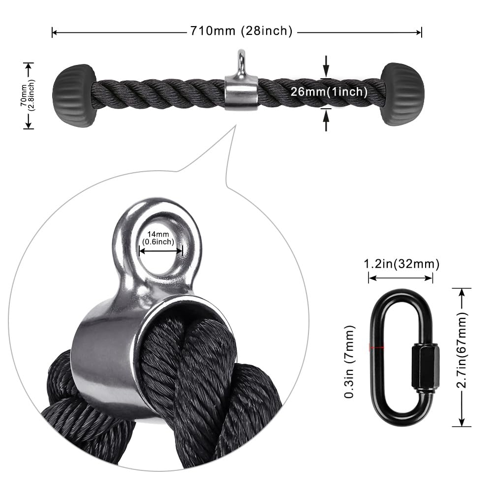 Corda Per Tricipiti Con Maniglie Morbide - Per Allenamento In Palestra O A Casa - Foto 8