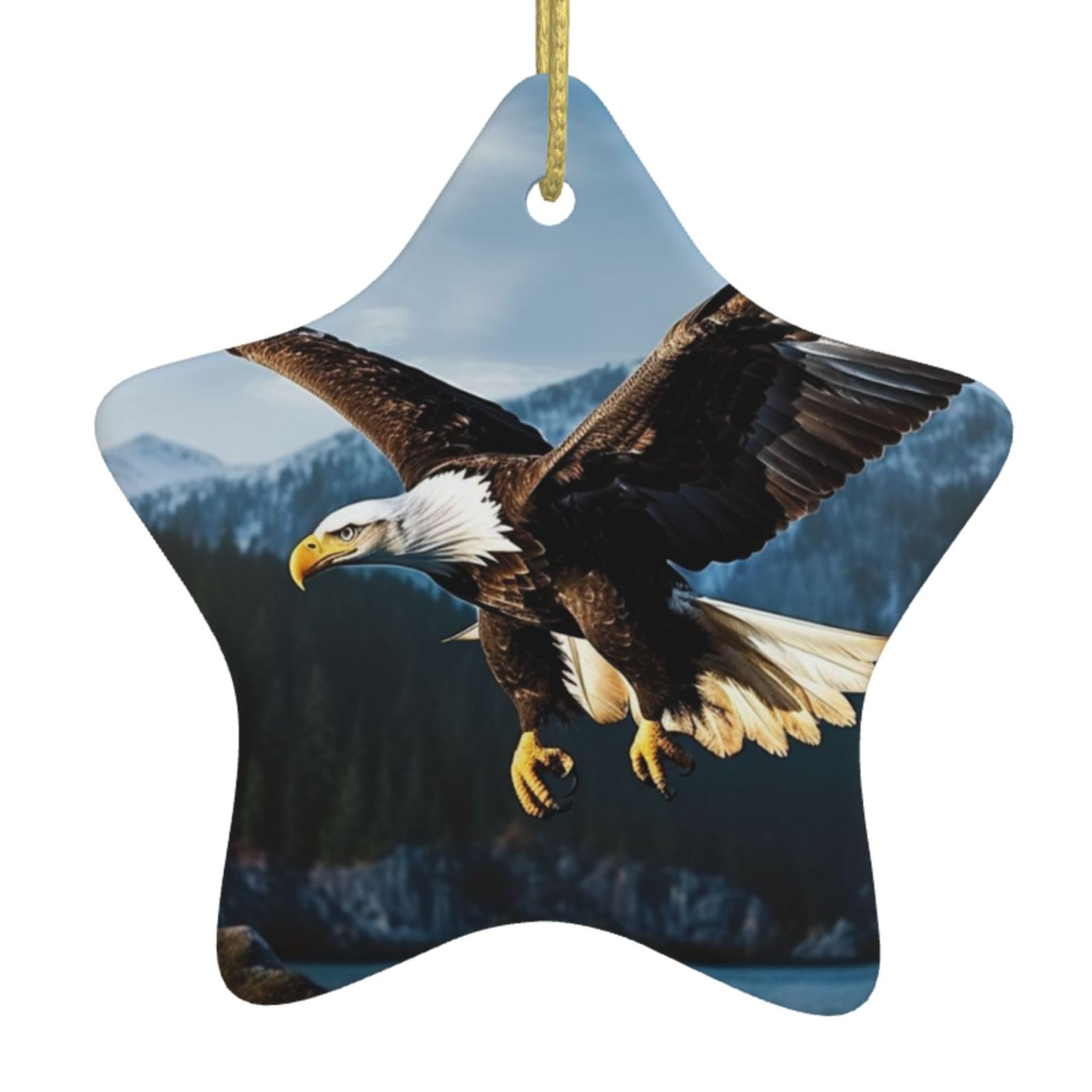 Fodpand Women's White Eagle At Hunting Christmas Ornaments 2025, Gift Exchange For Men, Collectible Ceramic Ornament Star Hanging Ornaments For Christmas Tree Decoration