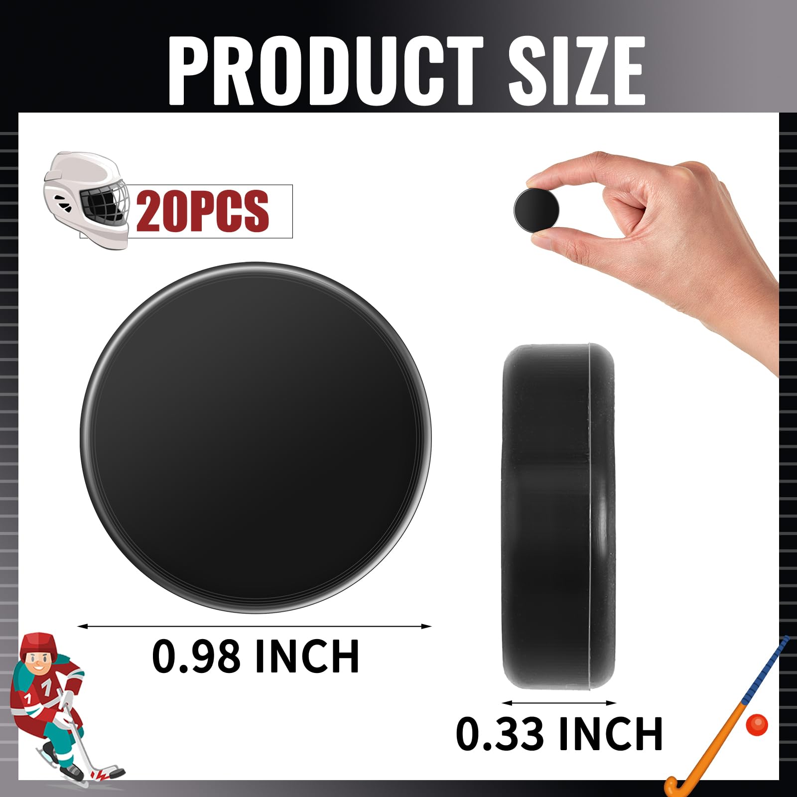 Mini discos de hockey de 0.98 x 0.33 pulgadas para mesas, pequeños discos de repuesto, accesorios de hockey para adultos, equipo de entretenimiento divertido (20 piezas) 2