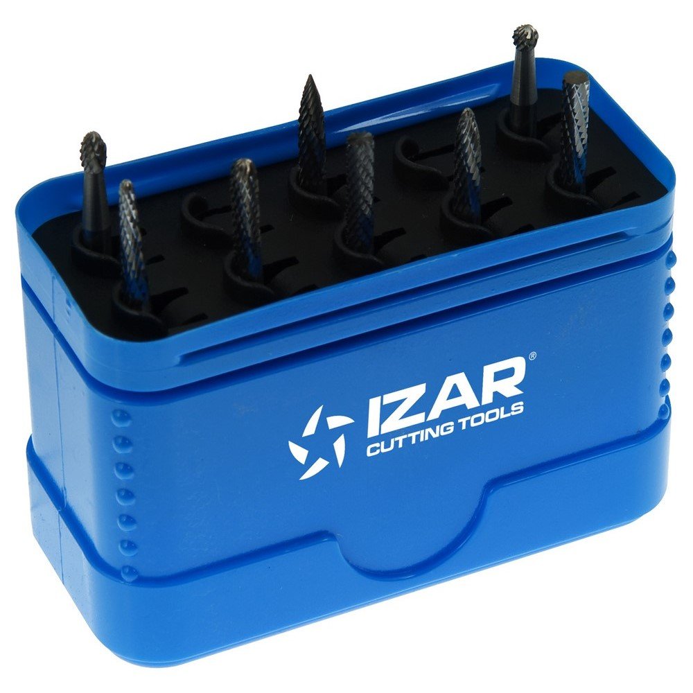 Izar 45813 Juego Fresas Rotativas Metal Duro, 9200, Dentado 6, 8 Piezas, 3.00 mm Diámetro Corte