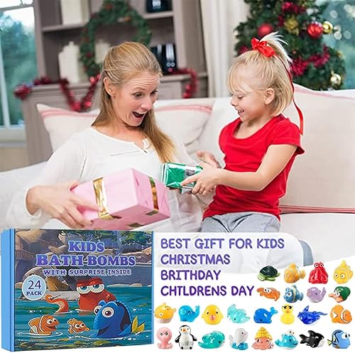 Miniatura 6 de Set de regalo de bomba de baño con animales marinos en el interior, paquete de 24 bombas de baño orgánicas para niños, bolas gaseosas hechas a mano