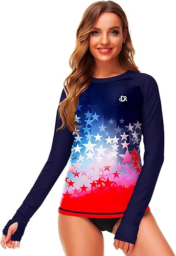 Miniatura 10 de Deerose Camiseta de natación para mujer con protección UPF 50 con agujero para el pulgar