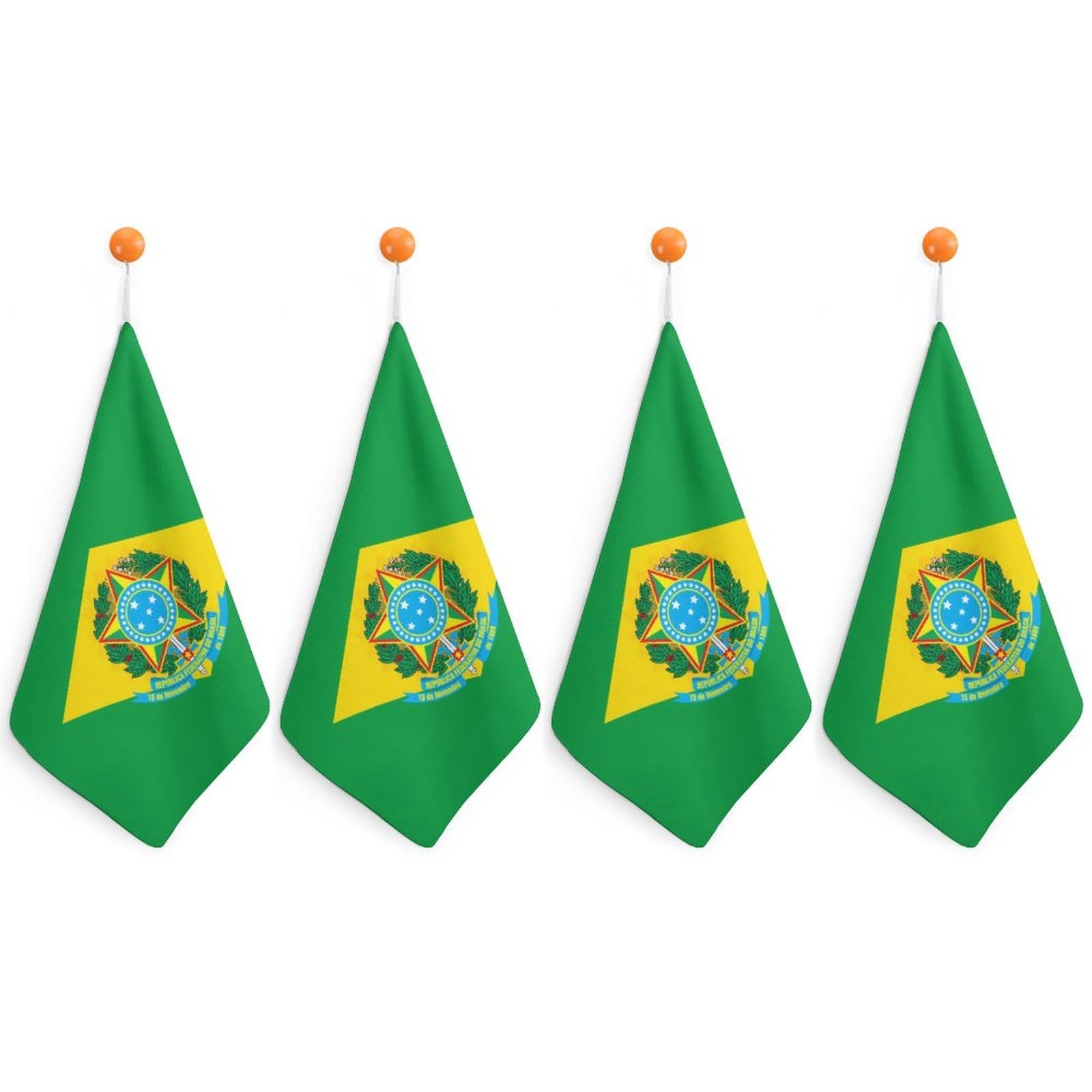 TXFBTRFSA Brazil Coat of Arms Flag Hand Towels with Hanging Loop Kitchen Towel Handkerchiefs Cleaning Cloths