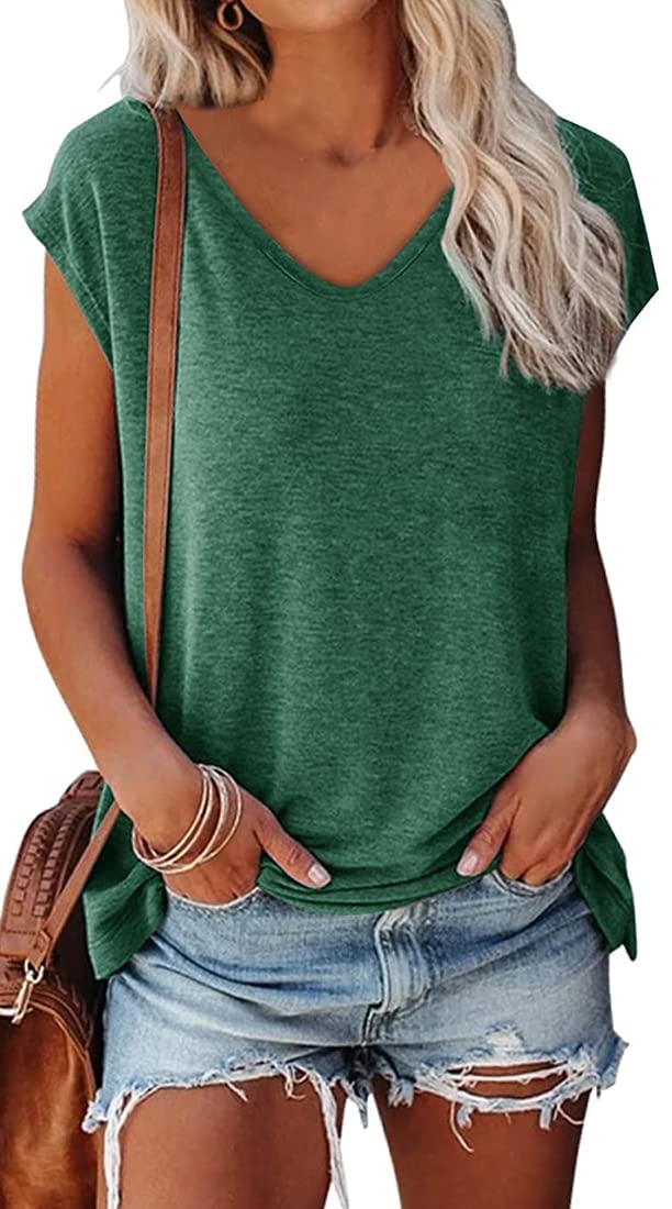 OLIPHEE Camiseta Basica Mujer Verano Mangas Cortas Camiseta Elegante Blusas Casual Toppar T-Shirt Basica
