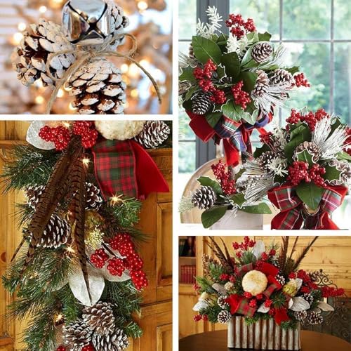 Image of Natural Pinecone Ornaments, Pine Cones Bulk Natural Pinecones Assortment for Fall Winter Christmas Bowl Fillers (White Dotted 15pcs)