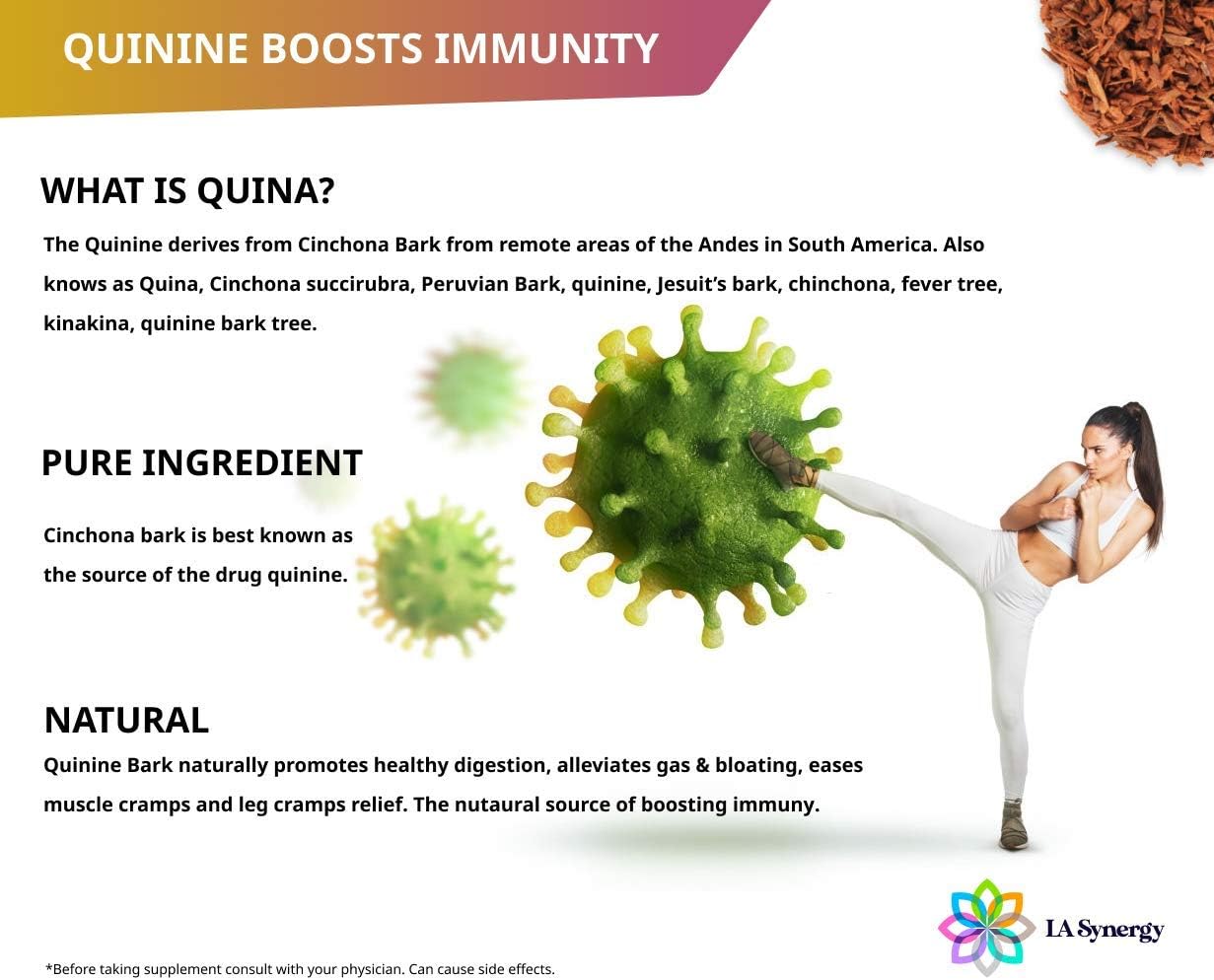 Quinine Quina Capsules 500mg, Cinchona Red Bark Natural Herbal Supplement, Leg Cramp Relief Tablets, Cramp Muscle Defense and Overall Digestive Health, 100 Pills - Image 4