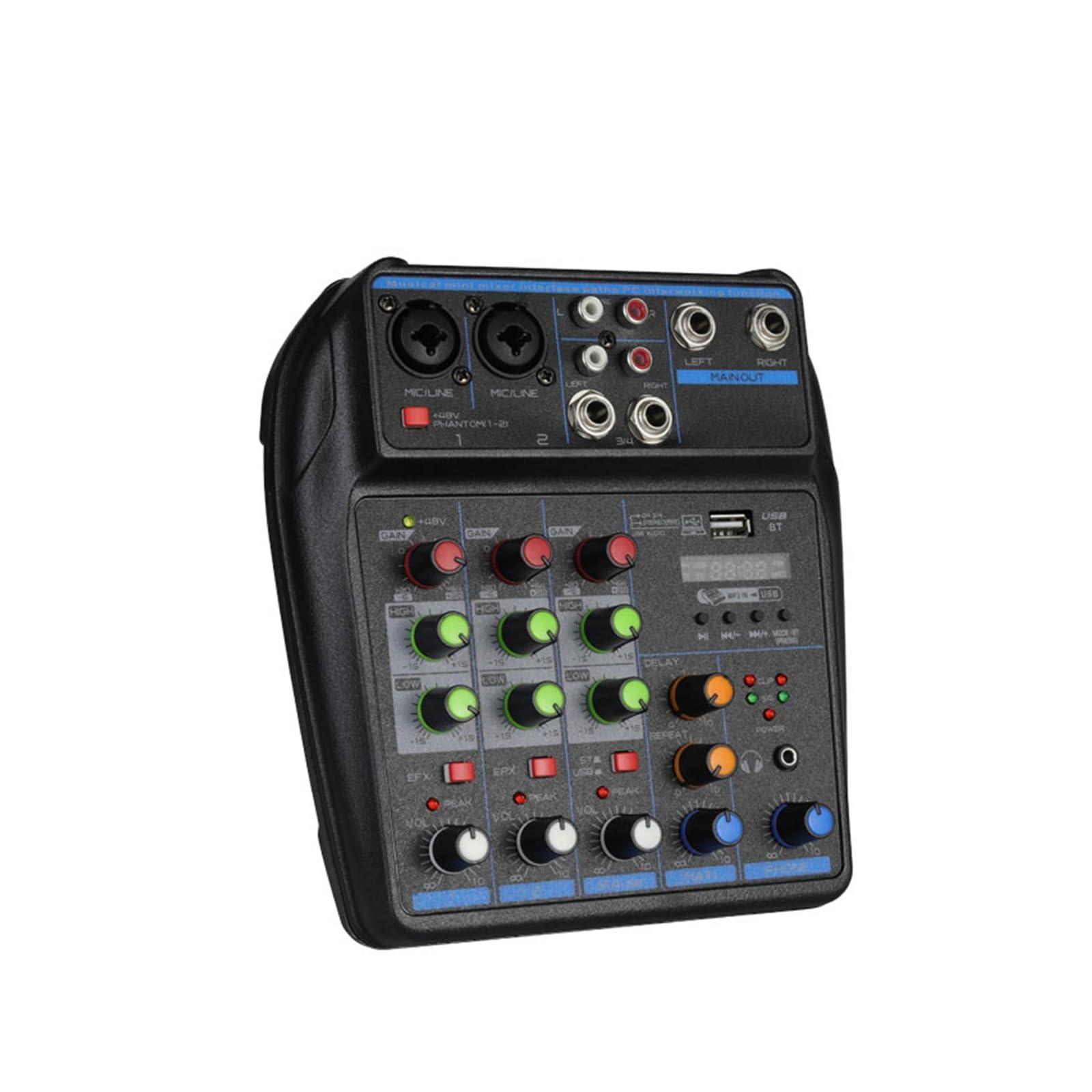 Mikser audio 4-kanałowy Mikser DJ Konsola Miksująca Z 48V Zasilanie Phantom Monitor System USB Mixer