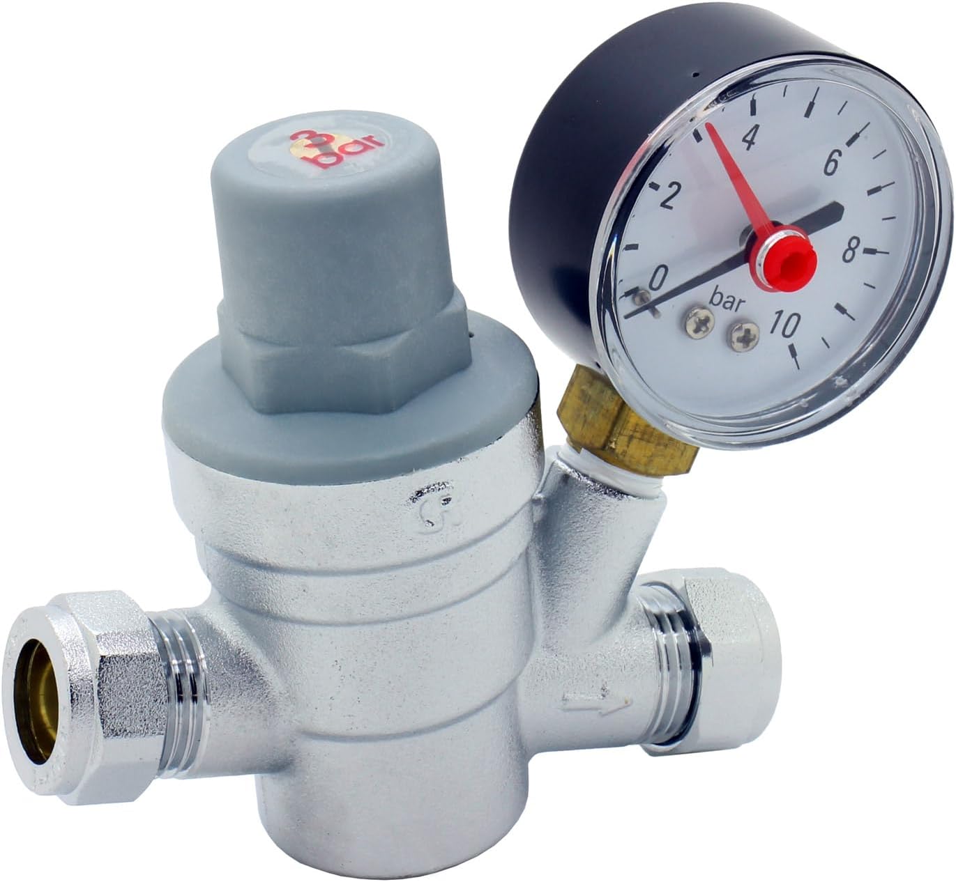 Adjustable Pressure Reducing Valve 15mm with 0-10 Bar Gauge