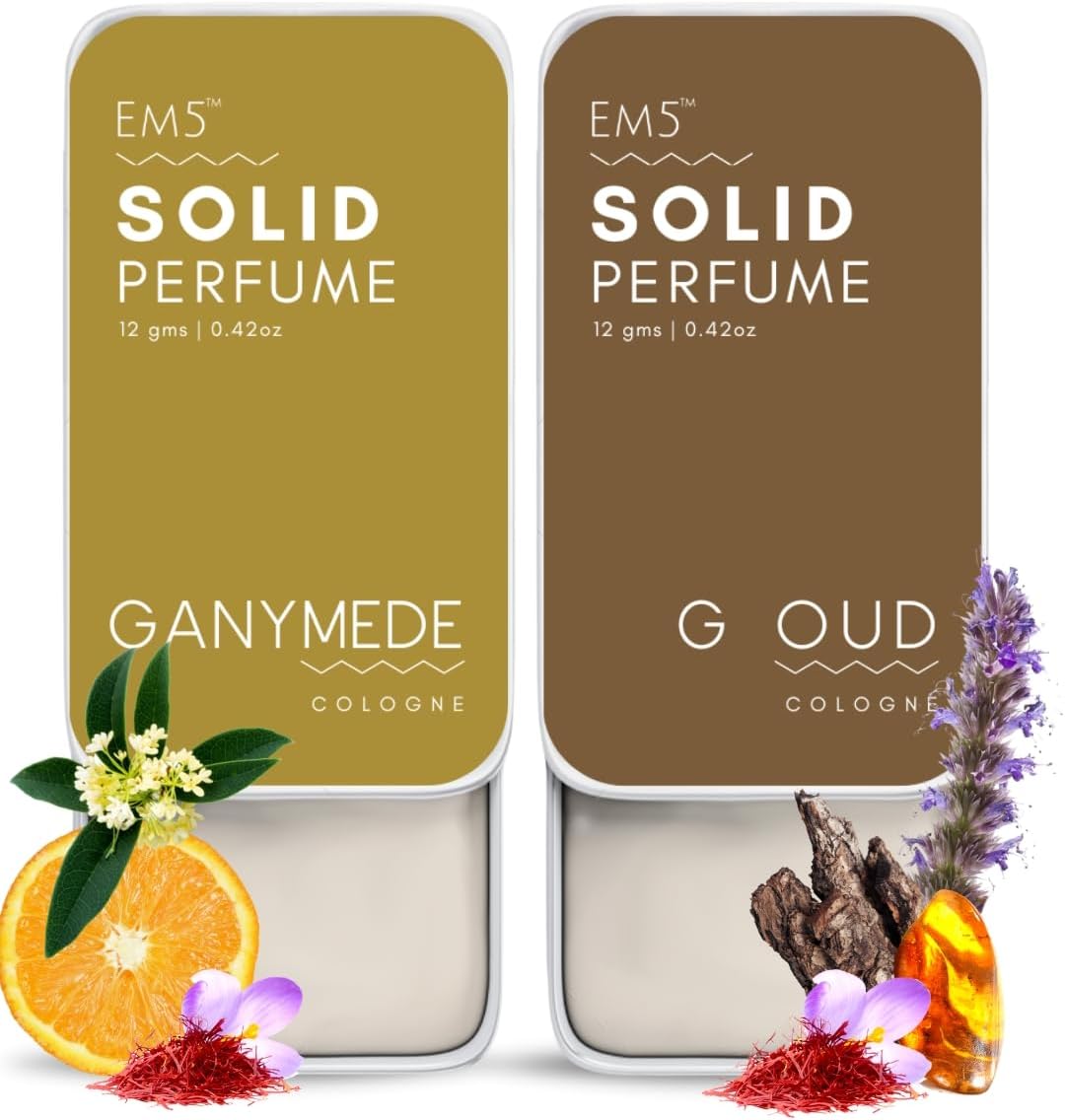 EM5™ Pack of 2 | Ganymede & G Oud Fragrance Solid Perfume | Travel & Pocket Friendly Perfume | Non-Greasy Cologne | Strong & Lasting | Gift Pack for Him & Her