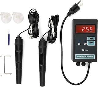 Digital PH ORP Monitoring Equipment ORP Meter Kit PH Measurement Temperature Control Monitor 4LED Display 0-14PH -1999~1999mv(US Plug 110V)