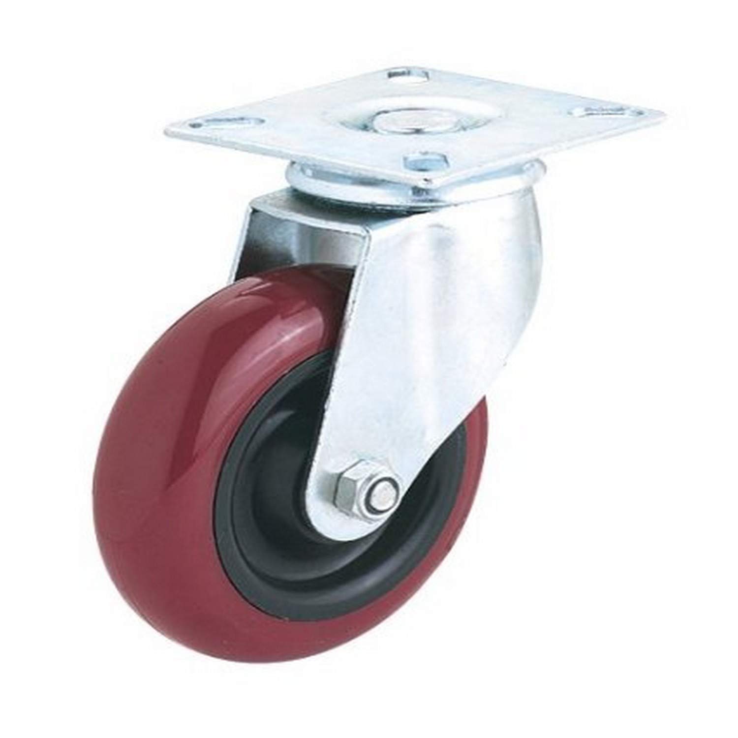 SteelexD2607 3-Inch 150-Pound Swivel Polyurethane Plate Caster , red