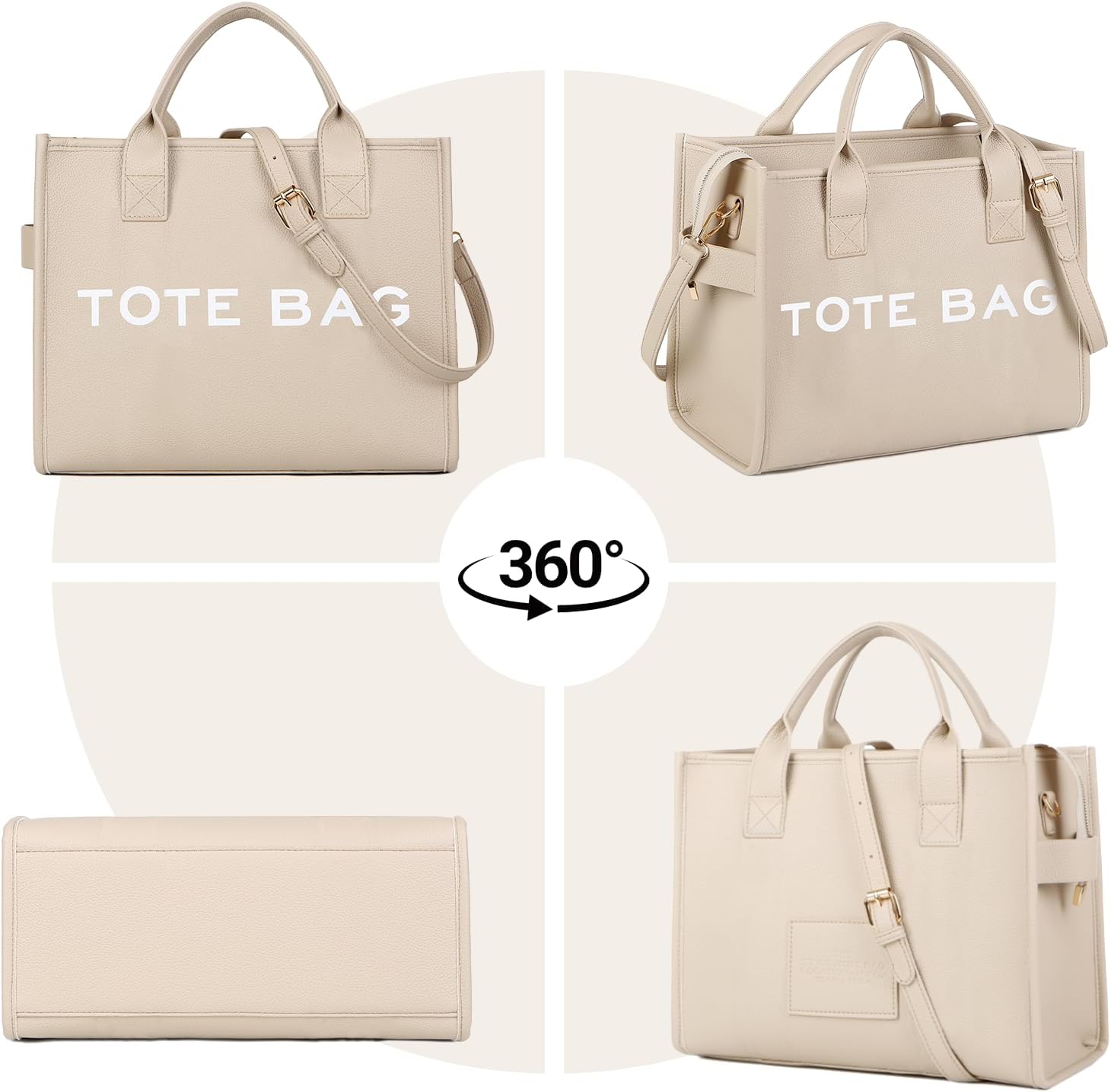 Tote Bag for Women, Pu Leather Work Handbags Purses with Top Handle, Letter Print Weekender Hobo bag Bags