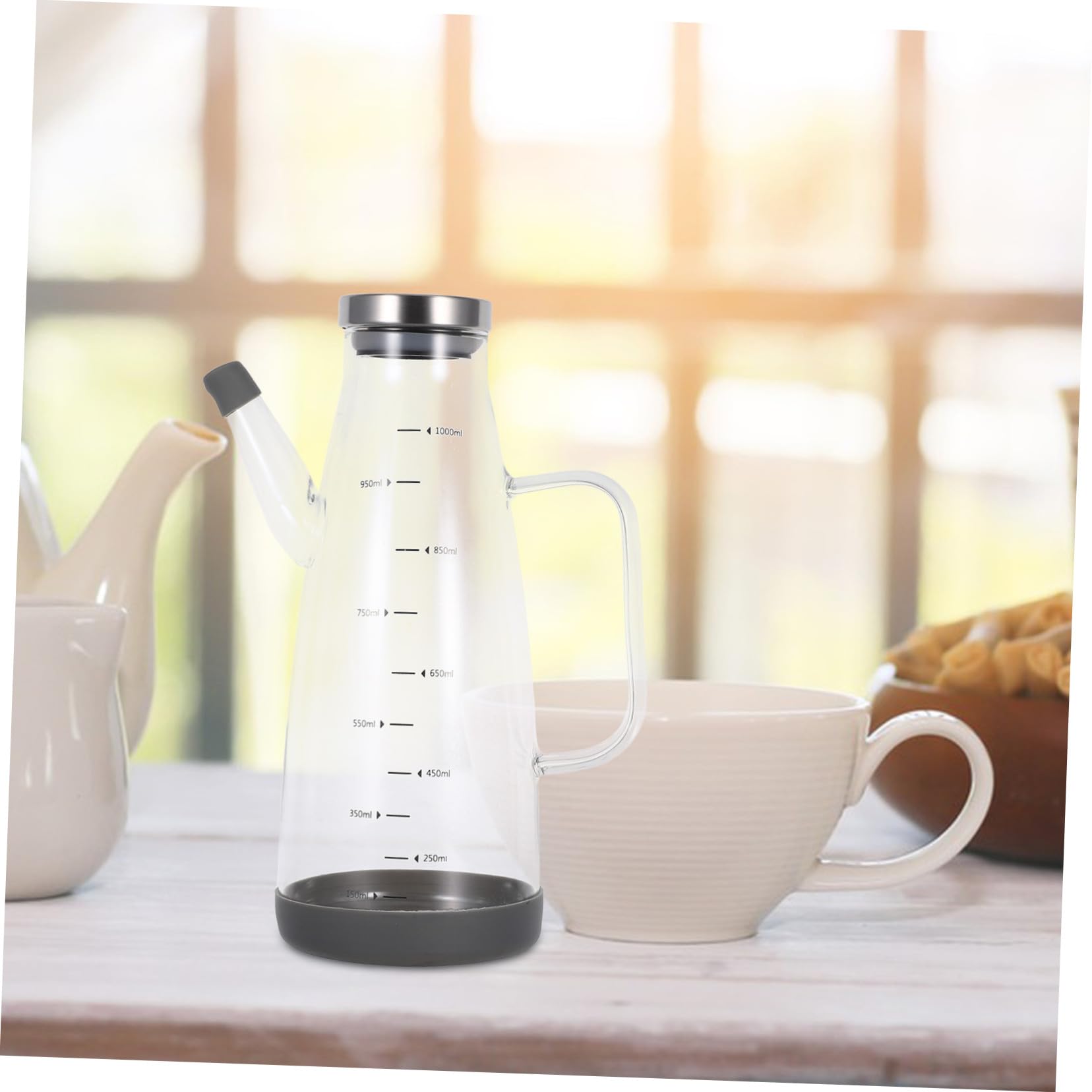 ABOOFAN 2 Piezas Dispensador de vinagre de cocina botella para vinagre y aceite recipiente de aceite de oliva dispensador de vaso Alto borosilicato Transparente