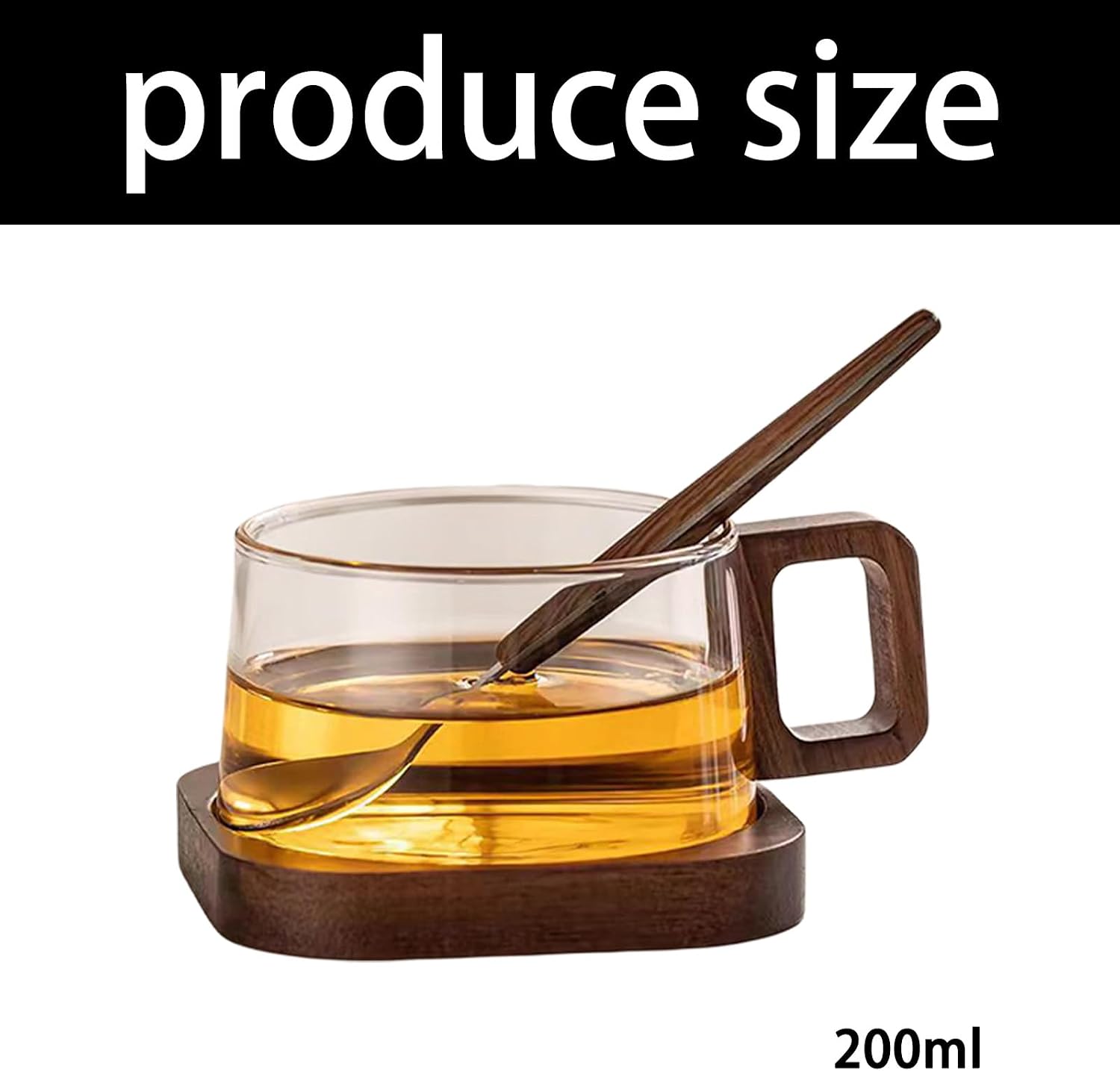 Clear Glass Tea Infuser Cup with Detachable Filter and Heat Insulated Wooden Handle Dishwasher Safe Drinkware High Borosilicate Glass Cup