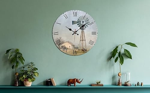 Miniatura 6 de Windmill House Wooden Wall Clock with Roman Numerals for Retro Decor 25 * 25cm