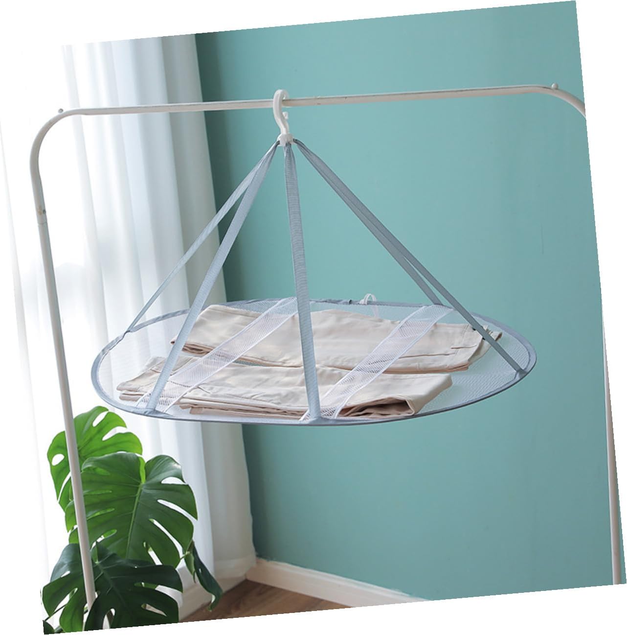 Angoily 3pcs Clothes Drying Rack Hanging Basket Set for Home Laundry, Sock Hangers with Mesh Net, Flat Sweater Air Drying Rack for Household Use