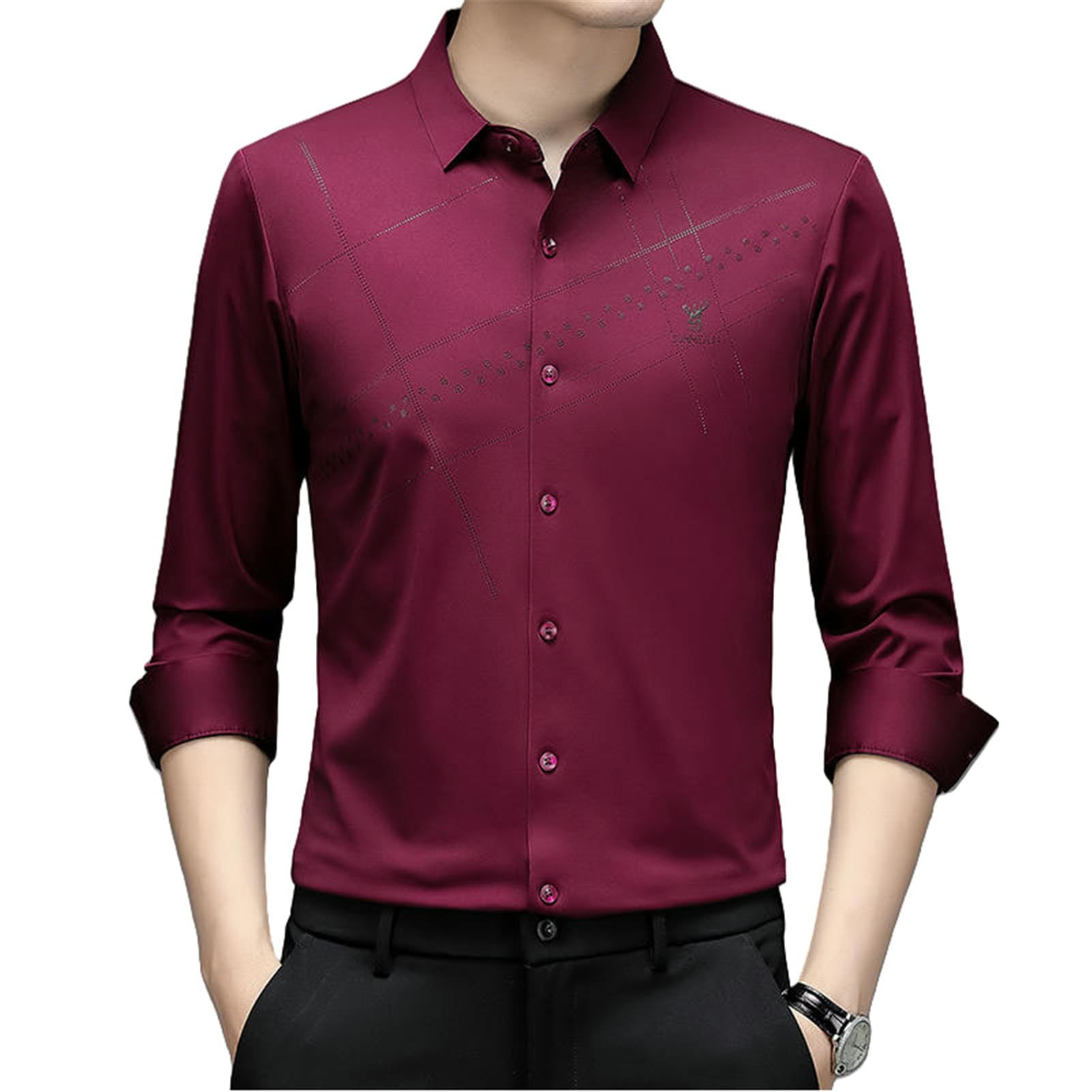 Camisa de manga larga para hombre, estilo coreano, sin costuras, informal, versátil, para primavera