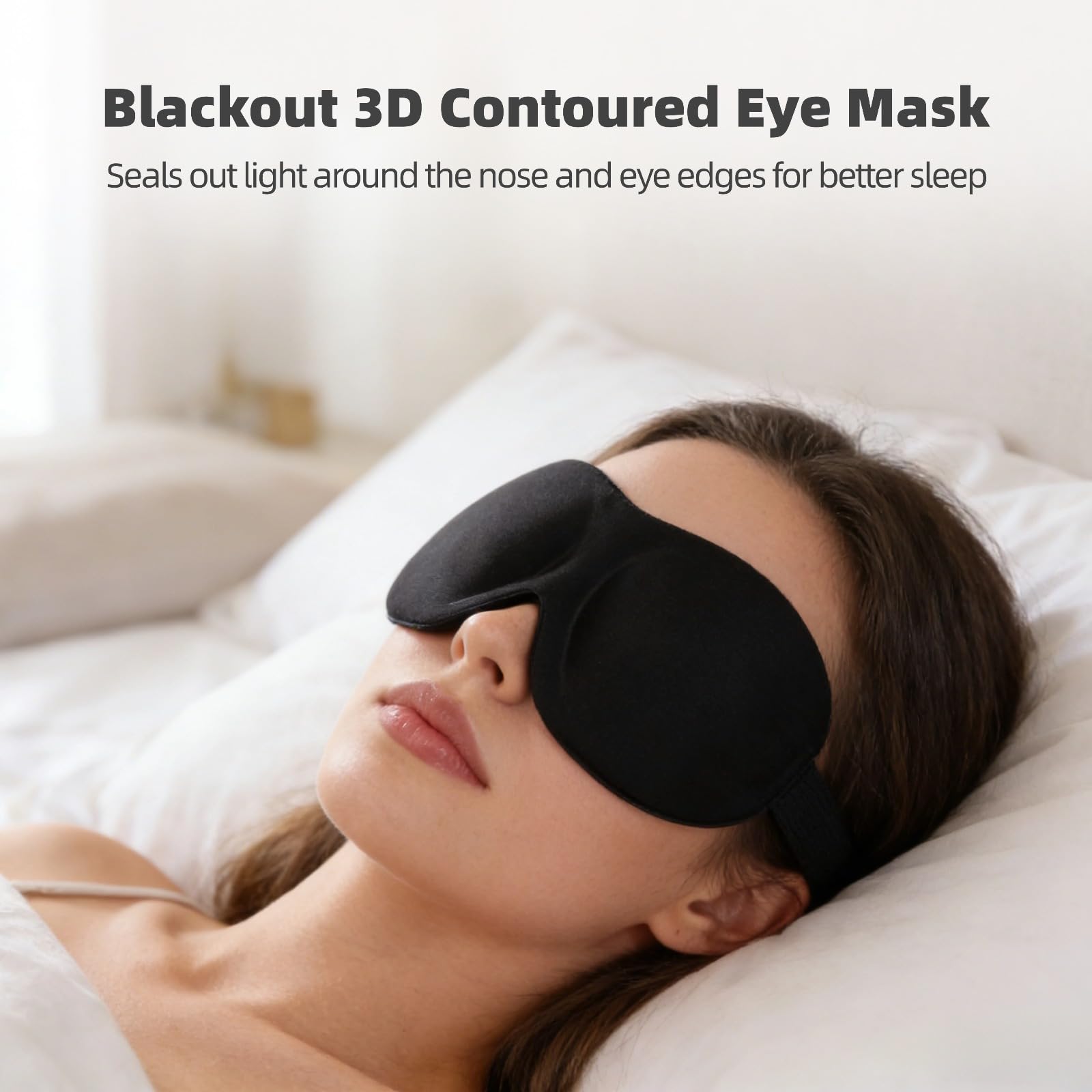 12 Stk. 3D Schlafmasken, 3D Augenmaske, leichte Schlafmaske aus Strickstoff mit druckfreiem Augenraum, verstellbarem Elastikband, Augenabdeckung für Männer Frauen Reisen Seitenschläfer