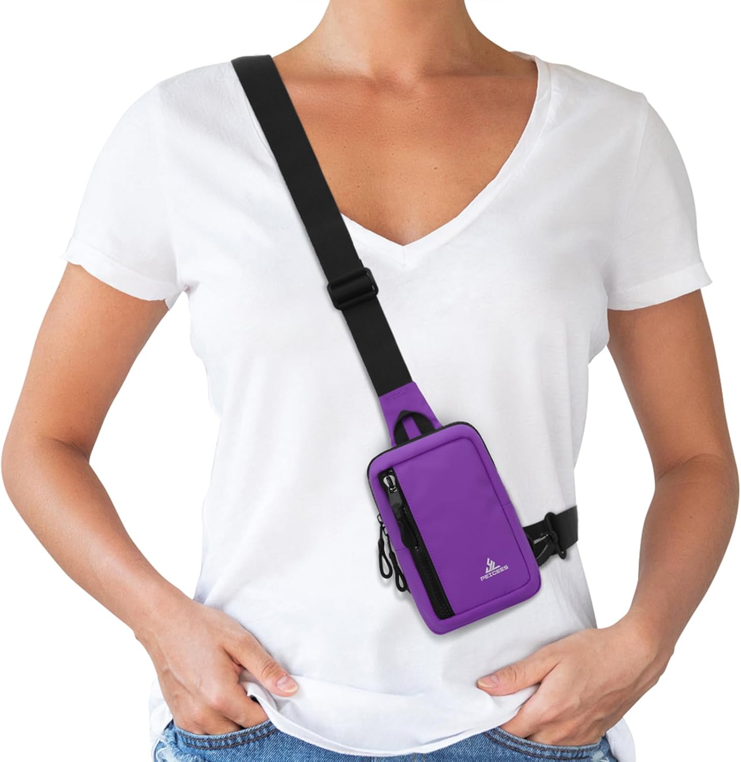 Peicees Small Crossbody Bag for Men Women Mini Sling Bag Travel Running Phone Daypack Cross Body Shoulder Bags with Keyholder - Image 7