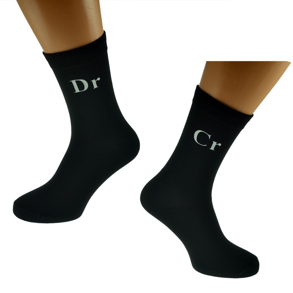 Dr/Cr Debit Credit Design Mens Black Novelty Socks UK Mens Size 5-12