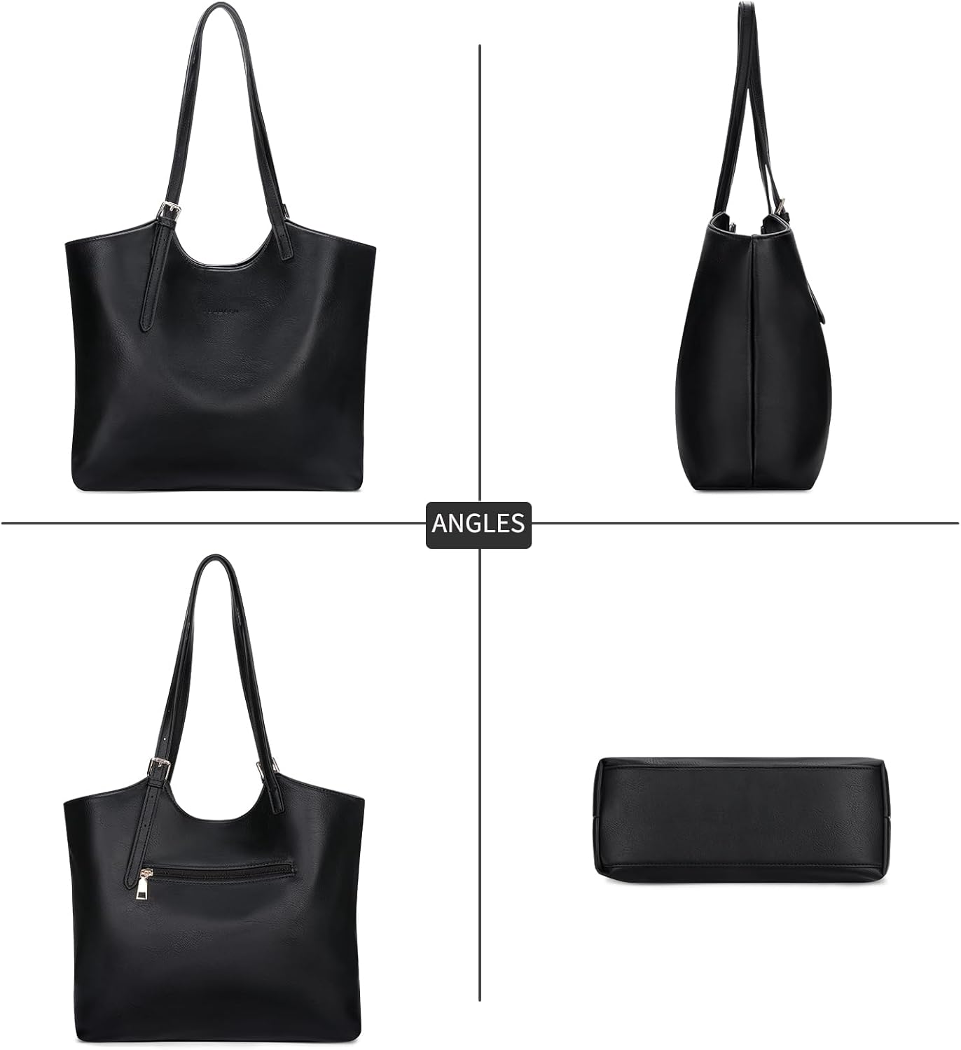 SENDEFN Large Work Tote Bag for Women Leather Shoulder Bag with Zip Ladies Travel Purse and Handbags with Adjustable Handle