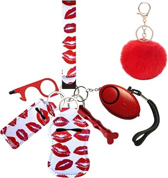 Cute Keychain Set for Women & Girls Beaded Wristlet, Pom Pom, Tassel & Lip Balm Holder Included