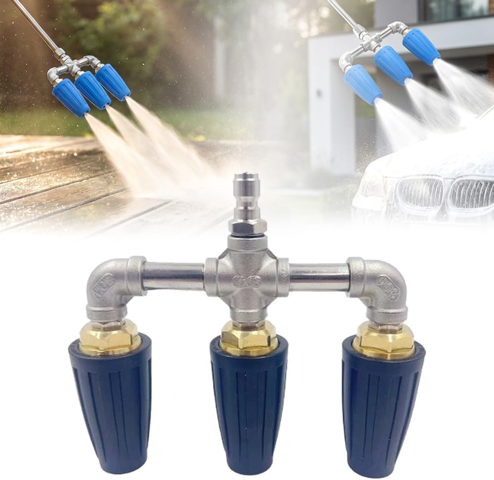 4000 PSI Triple Turbo Nozzle Pressure Washer, 3-in-1 Pressure Washer Nozzle Tips, 360°Rotating Turbo Nozzles with 1/4" Quick Connector 2.5 Orifice for Power Washer Gun Wand (Black)