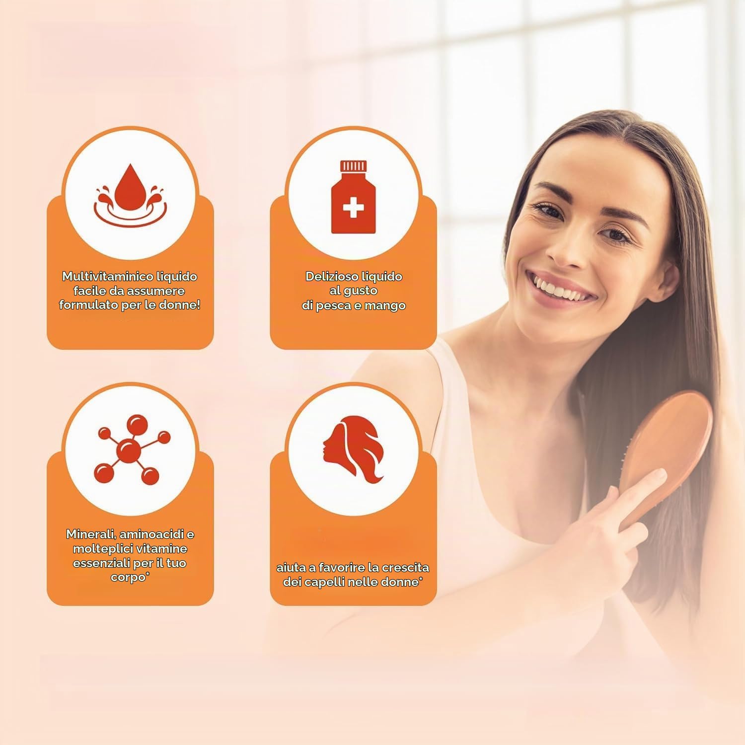Multivitaminico per donna + Crescita dei capelli - Pelle liscia | Salute delle unghie e della pelle - Miglioramento delle rughe del viso per le donne -