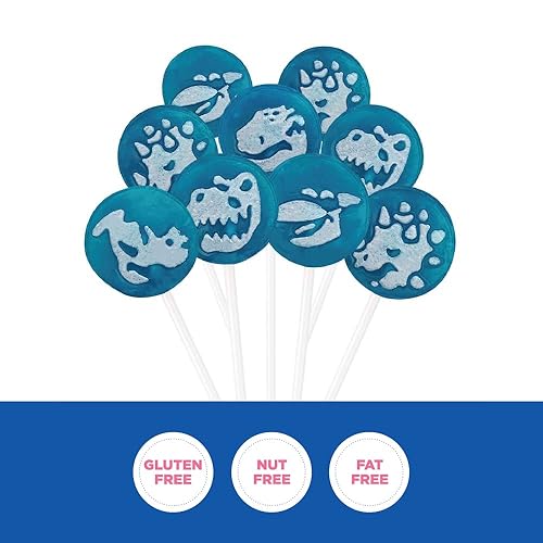 Miniatura 4 de Funtasty Dinos Icing Tattoo Lollipops envueltos individualmente Wildberry Hard Candy, tarro de 2 libras (110 unidades)