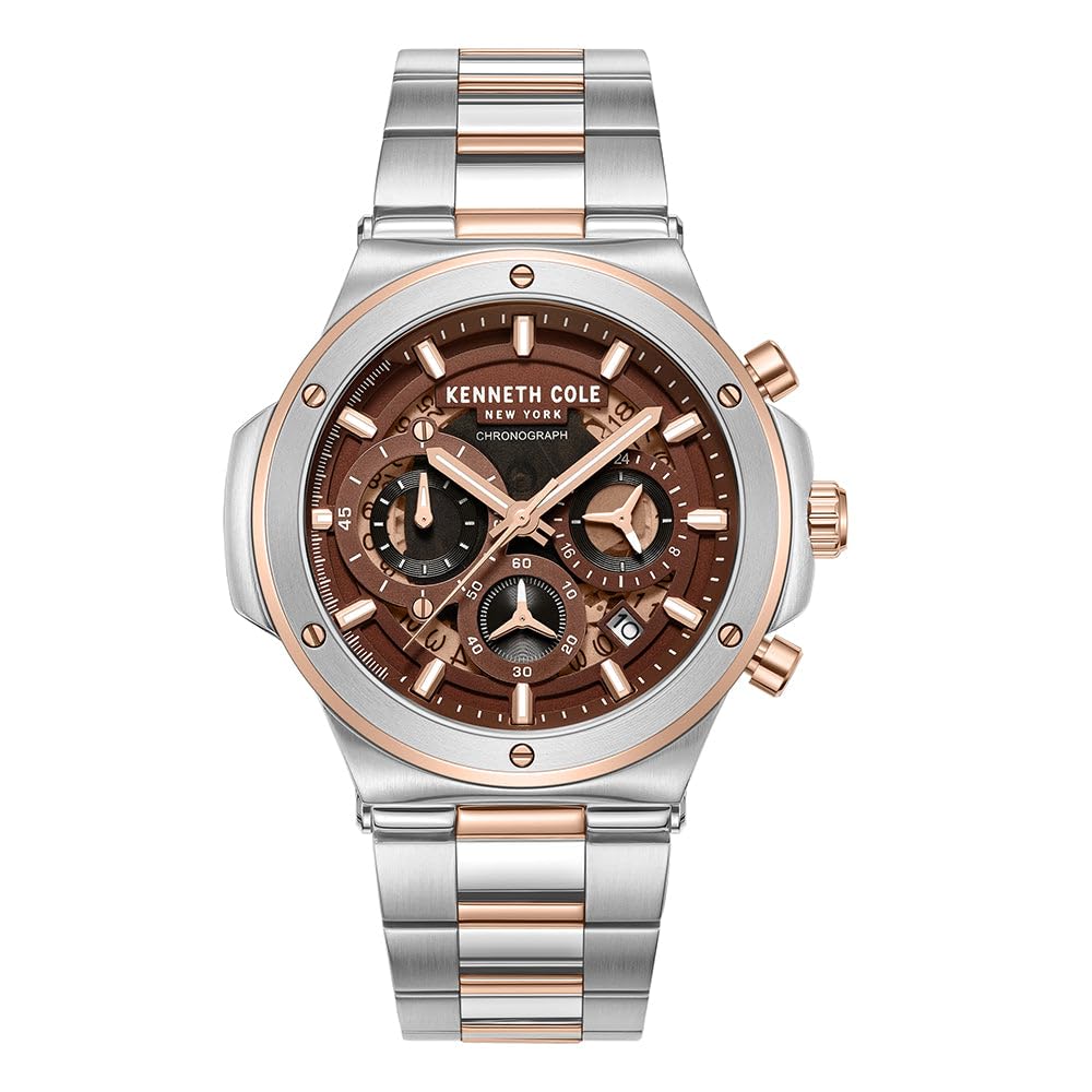 Kenneth Cole New York Orologio cronografo da uomo – Bracciale in acciaio inox, indici audaci, design sofisticato
