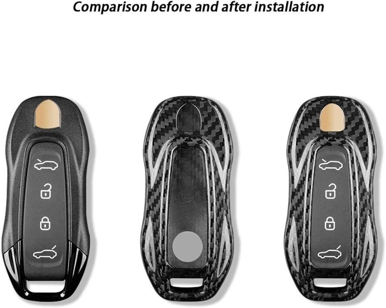 Carbon Fiber Pattern Key Case Compatible For Porsche Macan EV 2024-2025(Silver Black)